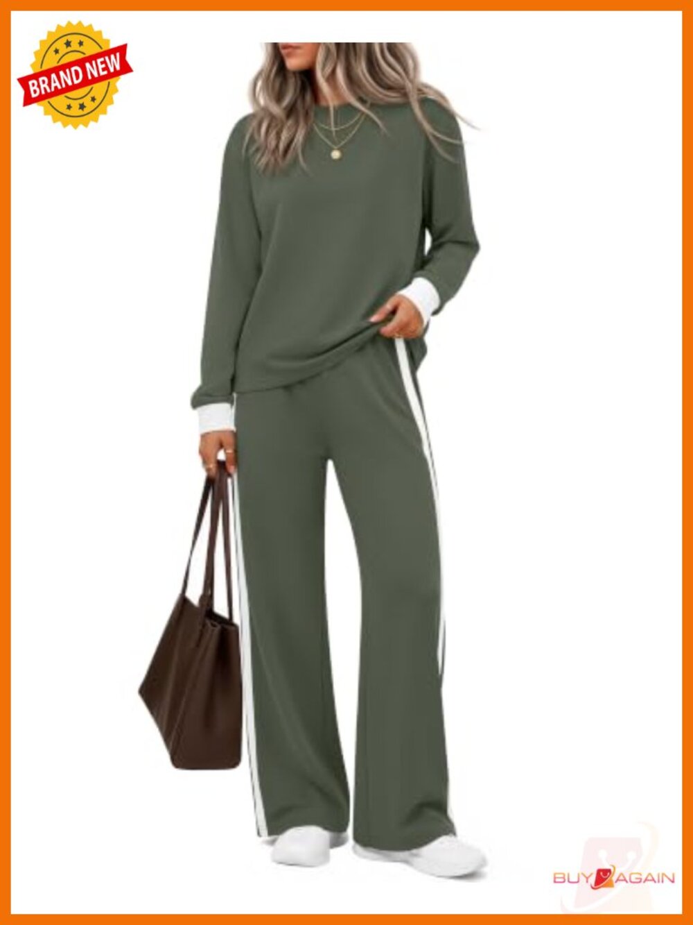 2 Piece Lounge Set Sweatsuit Wide Leg Pants Long Sleeve
